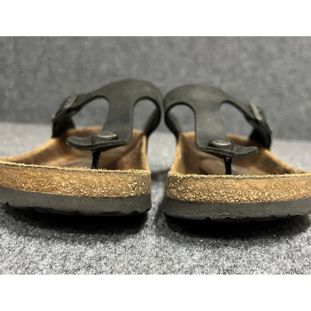 Birkenstock Gizeh Black Birko-Flor Thong Sandals Leather Womens Size 6-6.5 EU 37